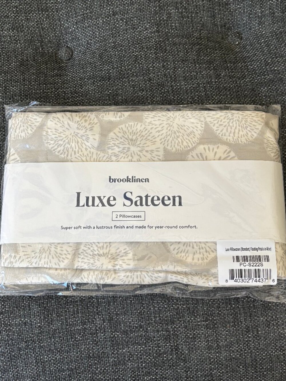 Booklinen luxe sateen pillowcase set NIP - Petals in Aloe